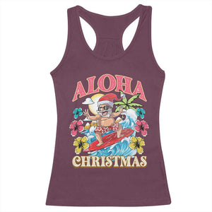 Christmas in Hawaii Racerback Tank Top Aloha Mele Kalikimaka Hawaiian Tropical Surfing Santa TS02 Maroon Print Your Wear