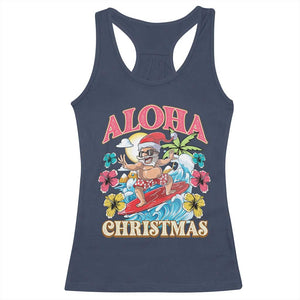 Christmas in Hawaii Racerback Tank Top Aloha Mele Kalikimaka Hawaiian Tropical Surfing Santa TS02 Navy Print Your Wear