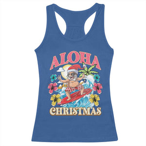 Christmas in Hawaii Racerback Tank Top Aloha Mele Kalikimaka Hawaiian Tropical Surfing Santa TS02 Royal Blue Print Your Wear