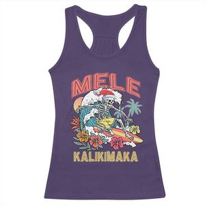 Christmas in Hawaii Racerback Tank Top Mele Kalikimaka Hawaiian Tropical Surfing Skeleton TS02 Purple Print Your Wear