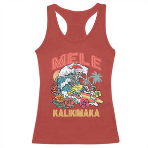 Christmas in Hawaii Racerback Tank Top Mele Kalikimaka Hawaiian Tropical Surfing Skeleton TS02 Red Print Your Wear