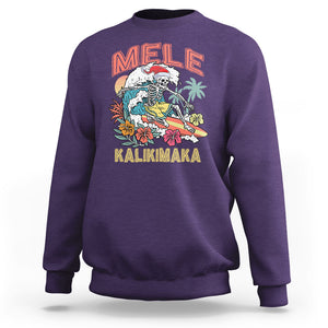 Mele Kalikimaka Hawaiian Christmas Tropical Xmas Surfing Skeleton Sweatshirt TS02 Purple Printyourwear