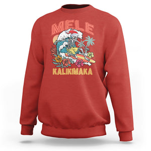 Mele Kalikimaka Hawaiian Christmas Tropical Xmas Surfing Skeleton Sweatshirt TS02 Red Printyourwear
