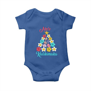 Christmas in Hawaii Baby Onesie Mele Kalikimaka Hawaiian Tropical Flowers TS02 Royal Blue Print Your Wear