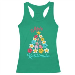 Christmas in Hawaii Racerback Tank Top Mele Kalikimaka Hawaiian Tropical Flowers TS02 Irish Green Print Your Wear