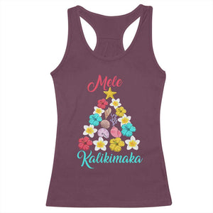 Christmas in Hawaii Racerback Tank Top Mele Kalikimaka Hawaiian Tropical Flowers TS02 Maroon Print Your Wear