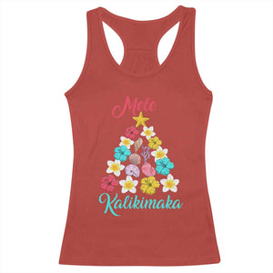 Christmas in Hawaii Racerback Tank Top Mele Kalikimaka Hawaiian Tropical Flowers TS02 Red Print Your Wear