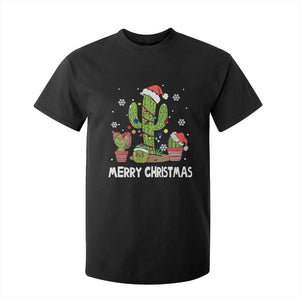 Merry Xmas In Arizona US State Funny Saguaro Cactus Christmas Tree T Shirt For Kid TS02 Black Print Your Wear