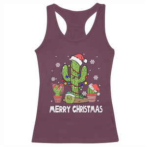 Merry Xmas In Arizona US State Funny Saguaro Cactus Christmas Tree Racerback Tank Top TS02 Maroon Print Your Wear