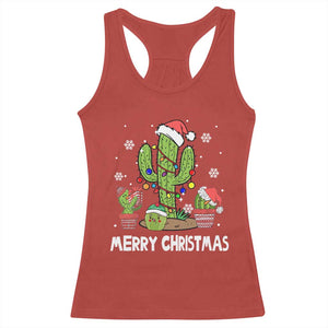 Merry Xmas In Arizona US State Funny Saguaro Cactus Christmas Tree Racerback Tank Top TS02 Red Print Your Wear