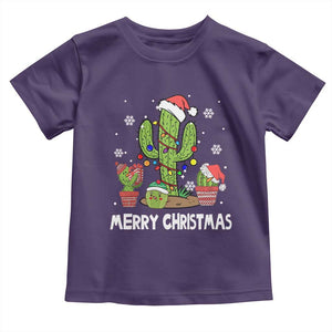 Merry Xmas In Arizona US State Funny Saguaro Cactus Christmas Tree Toddler T Shirt TS02 Purple Print Your Wear