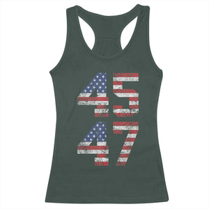 Trump 2024 Racerback Tank Top 45 47 President He Won Vintage American Flag TS02 Dark Forest Green Print Your Wear