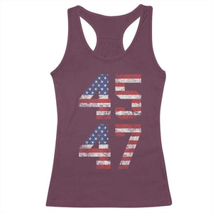 Trump 2024 Racerback Tank Top 45 47 President He Won Vintage American Flag TS02 Maroon Print Your Wear