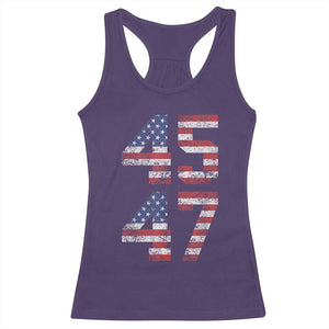 Trump 2024 Racerback Tank Top 45 47 President He Won Vintage American Flag TS02 Purple Print Your Wear