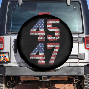 Trump 2024 Spare Tire Cover 45 47 President He Won Vintage American Flag TS02 No hole Black Print Your Wear
