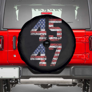 Trump 2024 Spare Tire Cover 45 47 President He Won Vintage American Flag TS02 Black Print Your Wear