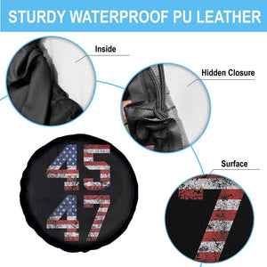 Trump 2024 Spare Tire Cover 45 47 President He Won Vintage American Flag TS02 Print Your Wear