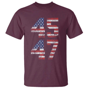 Trump 2024 T Shirt 45 47 President He Won Vintage American Flag TS02 Maroon Print Your Wear