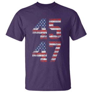 Trump 2024 T Shirt 45 47 President He Won Vintage American Flag TS02 Purple Print Your Wear