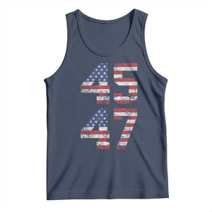 Trump 2024 Tank Top 45 47 President He Won Vintage American Flag TS02 Navy Print Your Wear
