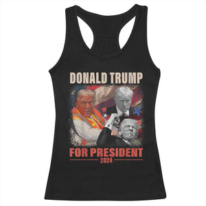 Trump 2024 Racerback Tank Top He Won For President 45 47 American Flag TS02 Black Print Your Wear