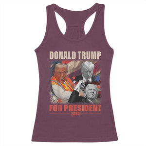 Trump 2024 Racerback Tank Top He Won For President 45 47 American Flag TS02 Maroon Print Your Wear