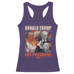 Trump 2024 Racerback Tank Top He Won For President 45 47 American Flag TS02 Purple Print Your Wear