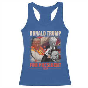 Trump 2024 Racerback Tank Top He Won For President 45 47 American Flag TS02 Royal Blue Print Your Wear