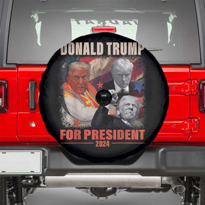 Trump 2024 Spare Tire Cover He Won For President 45 47 American Flag TS02 Black Print Your Wear