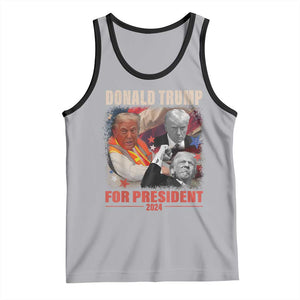Trump 2024 Tank Top He Won For President 45 47 American Flag TS02 Athletic Heather Black Print Your Wear
