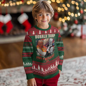 Trump 2024 Ugly Christmas Sweater He Won For President 45 47 American Flag TS02 Christmas Print Your Wear