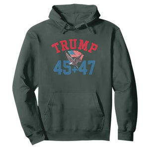 Trump 2024 Hoodie Patriotic 45 47 He Won American Flag Eagle TS02 Dark Forest Green Print Your Wear