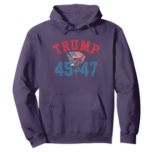 Trump 2024 Hoodie Patriotic 45 47 He Won American Flag Eagle TS02 Purple Print Your Wear