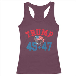 Trump 2024 Racerback Tank Top Patriotic 45 47 He Won American Flag Eagle TS02 Maroon Print Your Wear