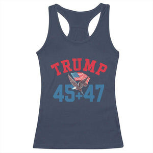 Trump 2024 Racerback Tank Top Patriotic 45 47 He Won American Flag Eagle TS02 Navy Print Your Wear