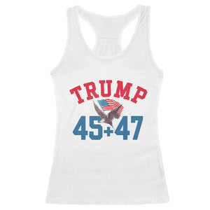 Trump 2024 Racerback Tank Top Patriotic 45 47 He Won American Flag Eagle TS02 White Print Your Wear