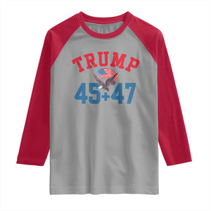 Trump 2024 Raglan Shirt Patriotic 45 47 He Won American Flag Eagle TS02 Sport Gray Red Print Your Wear