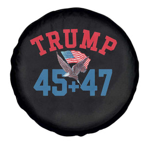 Trump 2024 Spare Tire Cover Patriotic 45 47 He Won American Flag Eagle TS02 Print Your Wear