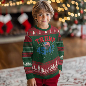 Trump 2024 Ugly Christmas Sweater Patriotic 45 47 He Won American Flag Eagle TS02 Christmas Print Your Wear