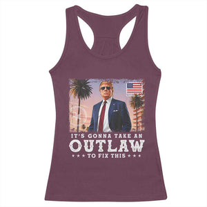 Trump 2024 Racerback Tank Top It's Gonna Take An Outlaw To Fix This TS02 Maroon Print Your Wear