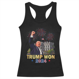 Trump 2024 Racerback Tank Top He Won 47th President Of White House TS02 Black Print Your Wear