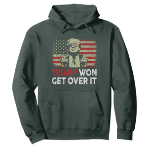 Trump 2024 Hoodie He Won Get Over It Patriotic Vintage American Flag TS02 Dark Forest Green Print Your Wear