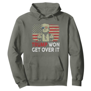 Trump 2024 Hoodie He Won Get Over It Patriotic Vintage American Flag TS02 Military Green Print Your Wear