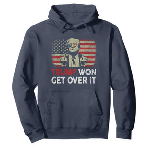 Trump 2024 Hoodie He Won Get Over It Patriotic Vintage American Flag TS02 Navy Print Your Wear