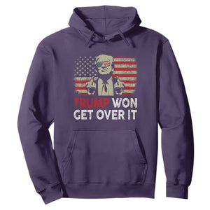 Trump 2024 Hoodie He Won Get Over It Patriotic Vintage American Flag TS02 Purple Print Your Wear
