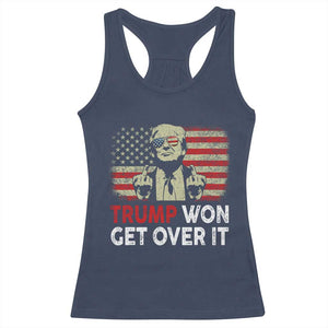 Trump 2024 Racerback Tank Top He Won Get Over It Patriotic Vintage American Flag TS02 Navy Print Your Wear