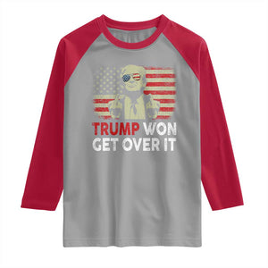 Trump 2024 Raglan Shirt He Won Get Over It Patriotic Vintage American Flag TS02 Sport Gray Red Print Your Wear