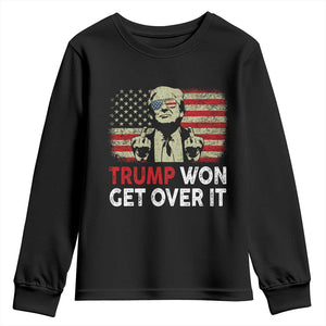 Trump 2024 Youth Sweatshirt He Won Get Over It Patriotic Vintage American Flag TS02 Black Print Your Wear