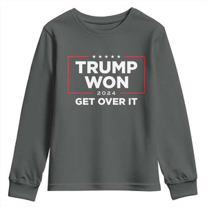 Trump 2024 Youth Sweatshirt 47th President He Won Get Over It TS02 Dark Heather Print Your Wear