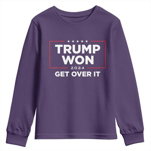 Trump 2024 Youth Sweatshirt 47th President He Won Get Over It TS02 Purple Print Your Wear